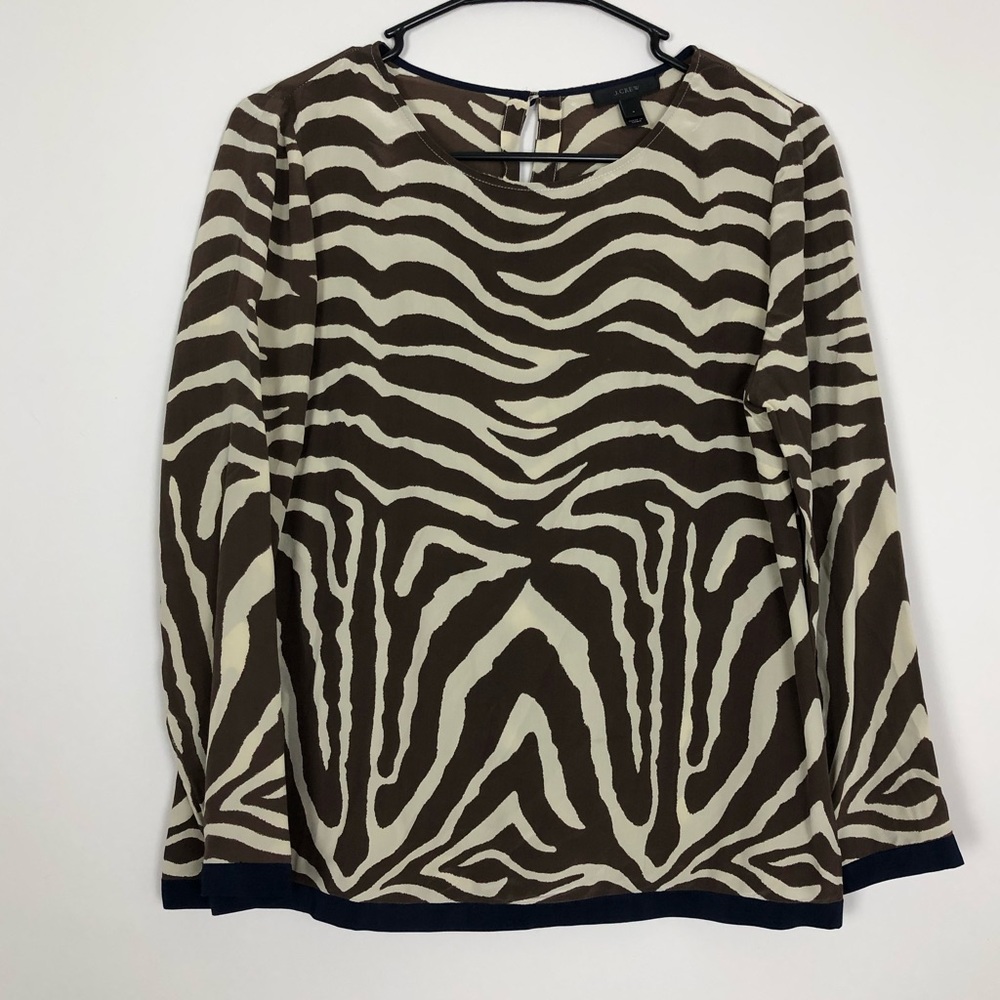 J. Crew 100% Silk Zebra Top - Picture 1 of 5